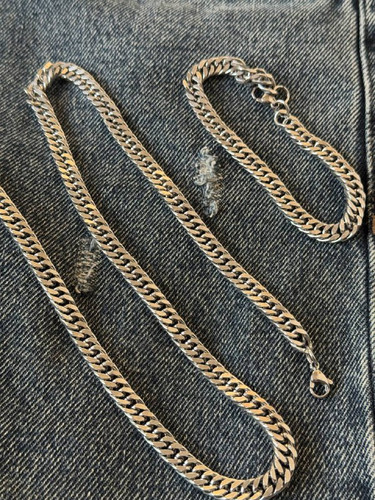 ست دستبند و گردنبند کارتیر نقرهای | استیل 316 ضدحساسیت، رنگ ثابت