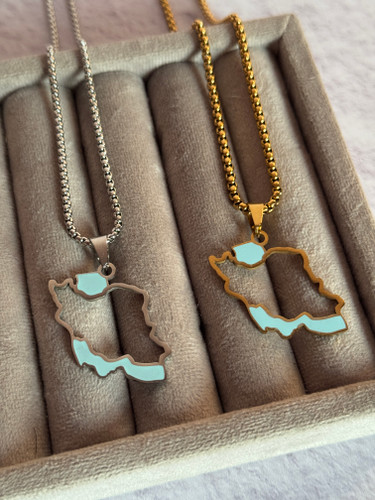 گردنبند نقشه ایران توخالی استیل | طرح خاص با کیفیت و رنگ ثابت