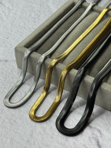 ست گردنبند و دستبند استیل ماری ضخیم | زنجیر اسنیک | رنگ ثابت و براق