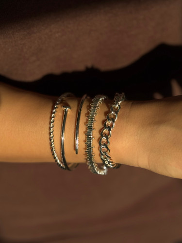 پک ۴ تایی بنگل مینیمال زنانه | ست دستبند استیل فریسایز